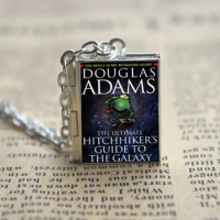 Classic Novels The Ultimate Hitchhikers Guide to the Galaxy Book Locket Necklace Keyring silver Bronze tone book jewelry