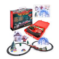 Battery-Powered Christmas Electric Train Set with Sounds And Lights Include 4 Cars and 10 Tracks,Classic Toy Train Set for Kids