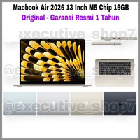 Book Air 2026 13 Inch M5 Chip 16GB - Original Garansi Resmi 1 Tahun 512 GB 512GB - Starlight