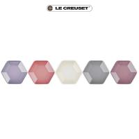 【Le Creuset】瓷器六角盤16cm(藍鈴紫/薔薇粉/蛋白霜/迷霧灰/錦葵紫)