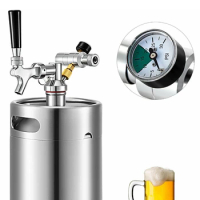 2/4/5L Mini Beer Keg Stainless Steel Portable Beer Dispenser w/ Beer Faucet Anti Microbial Easy Clean Storage Home Use