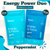Energy Power Duo - Energy & Focus Caffeine Gum (40mg & 100mg) - Peppermint (2-Bulk Pouches)-Oceanic