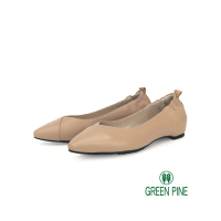 GREEN PINE真皮尖頭鬆緊平底鞋深粉色(00320366)
