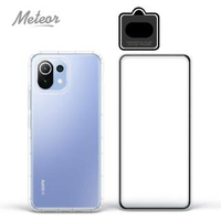 【Meteor】MI 小米11 Lite 5G 手機保護超值3件組(透明空壓殼+鋼化膜+鏡頭貼)