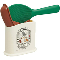 小禮堂 迪士尼 奇奇蒂蒂 塑膠飯匙附收納盒 挖匙 飯勺 餐具盒 (棕綠 廚師)