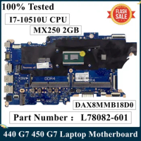 LSC Refurbished For HP ProBook 440 450 G7 Laptop Motherboard I7-10510U I5-10210U MX250 2GB DAX8MMB18D0 X8M-8L L78082-601 DDR4