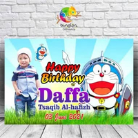 Banner, Spanduk, Backdrop Ulang Tahun Uk. 1,5x1 M Tema Doraemon B 200x100