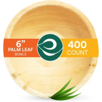 ECO SOUL 100% Compostable, Biodegradable, Disposable Palm Leaf Bowls, Like Bamboo Bowls, Eco-friendly | Sturdy