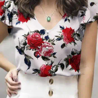 Bohemian Floral Printed Blouse Summer Women Short Sleeve Shirt 2024 ZANZEA Fashion Work Holiday Tops Casual V Neck Blusas Tunic