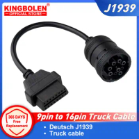 Deutsch J1939 9pin to 16pin Truck Cable J1939 9 pin to OBDII/OBD2 16 PIN Female diagnosctic tool connector