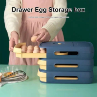 Egg Holder Storage Box Stackable Drawer Automatic Rolling Refrigerator Eggs Organizer Space Saver Container Kitchen Organizer