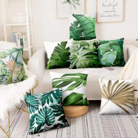 Tropical Art Cushion Decorative Pillow Home Decor Sofa Watercolor Monstera Leaves Print case