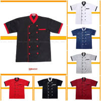 Baju Koki Chef Pria Wanita Lengan Pendek Bahan Drill / Rafly Jaya