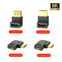 8K HDMI 2.1 Adapter,HDMI2.1 Male To Female Adapter 8K@60Hz,90 degrees HDMI2.1 adapter,270 degrees HDMI2.1 adapter