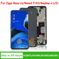 OLED, สำหรับ OPPO Reno2 Z, Reno2 F, K3, Realme X, LCD พร้อมหน้าจอสัมผัส, ชุดหมายเลข, เปลี่ยน Reno 2F