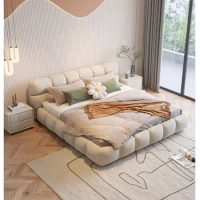 Modern Furniture White Bedroom Bed Sets Wrinkle Fold King Size Italian Designs Queen Fabric Bed Frame
