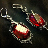 Gothic Bloody Meat Cleaver Earrings, Halloween Jewelry,goth, Creepy, Haunted, Halloween, Cookery