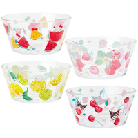 小禮堂 Sanrio 三麗鷗 壓克力透明寬口碗 (夏日水果) Kitty 大耳狗