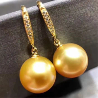 DIY Pearl Accessories G18K Pearl Jade Ear Hook Empty Tray Delicate Pearl Earrings Fit 8-10mm Round Beads G294