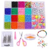 24000-600Pcs Beads Kit/Glass Seed Beads/Alphabet Letter Beads/Acrylic Heart Shape Beads for Name Bracelets Jewelry Making Craft