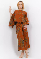 Batik Kedu Setelan Batik Wanita One Set Doby Motif Kedu 03 Orens / Baju Kondangan / Pesta / Baju Kantor