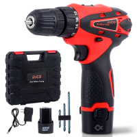 JCD Electric Screw Driver 12V chargeable Electric Drill 2-Speed Mini Drive 3pcs drill lithium-battery Screwdriver power tools