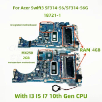 Suitable for Acer Swift SF314-56 SF314-56G laptop motherboard 18721-1 with I3 I5 I7 10th Gen CPU 4GB-RAM 100% Tested Full Work