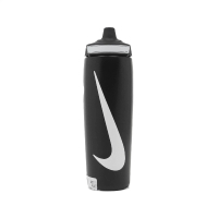 【NIKE 耐吉】水壺 Refuel Water Bottle 24 oz 黑 白 可擠壓 單車 運動水壺(N100766609-124)