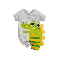 【JoyNa】短袖包屁衣 短袖寶寶連身衣 灰底鱷魚款 嬰兒服(造型款.春夏短袖)