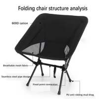 Outdoor Folding Chair Portable Camping Chair Moon Chair Kermit Recliner Back Stool Picnic Fishing Mazar