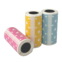 3 Rolls Cute Cartoon Direct Thermal Labels Roll Strong Adhesive Sticker Clear Printing for PeriPage A6 Pocket BT Thermal Printer
