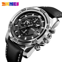 SKMEI 9156 Quartz Men Watches Luxury Brand Leather Waterproof Military Sport Watch Chronograph Stopwatch Clock Relogio Masculino