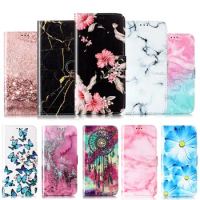 Butterfly Marble Pattern PU Leather Flip Wallet Case Cover with Stand Card Slots for iPhone 7 8 Plus XS XR 11 12 13 14 Pro Max
