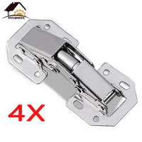 4 Pieces Cabinet Hinges Drilling-free 90 Degree Hinge Cupboard Door Hydraulic Soft Close With Buffer Furniture Hardware