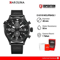 Jam Tangan Pria Expedition Chronograph E 6318 MCLIPBASL1 Black Dial Black Leather Strap