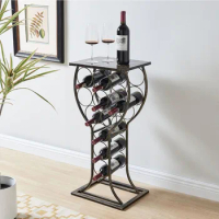 Wine Rack Freestanding Floor, Wine Storage Display Rack Table for Bar, Brushed Gold, Wine Bottle Holder