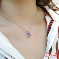 【DOLLY】1克拉 天然粉紅尖晶石14K金鑽石項鍊(016)