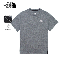 【The North Face 官方旗艦】北面男款黑灰拼接吸濕排汗短袖T恤｜536QKS7 排汗衫