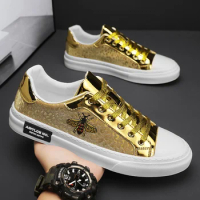 Hot Sale Gold Bee Sneakers Men Fashion Luxury Skateboard Shoes Men Original Designer Shoes Hip Hop Superstar Men's Skate Shoes