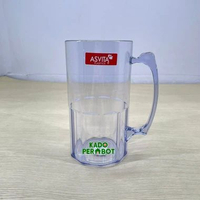 Gelas Bir Highlow 1000Ml - Gelas Bir Mika - Gelas Bening Jumbo Besar - Gelas 1 Liter - Gelas Jumbo