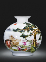 景德鎮陶瓷石榴小花瓶家居裝飾品插花中式客廳博古架瓷器工藝擺件