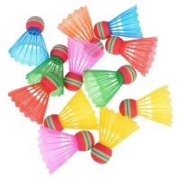 12pcs Colorful Badminton Hit-resistant Badminton Drop-resistant Badminton Plastic Badminton Shuttlecocks Bulks for Activities