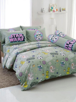 ชุดผ้าปูที่นอน 5 ฟุต 5 ชิ้น  (ควีนไซส์) รุ่น TULIP DELIGHT ลาย STAR WARS DLC114 สีPistachio