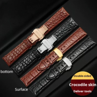 Two sided Crocodile Skin leather strap 19 20 22mm For Omega Maurice Lacroix Tissot Longines TAG heuer watch band men accessories