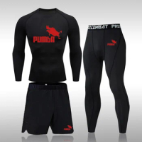 2022 New Men's T-shirt + Shorts Set Summer Breathable Casual Tshirt Running Set Compression Sportswear Male Sport Quick Dry Suit