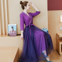 夏季大碼女裝中國風少女年輕日常款改良漢服復古長款連衣裙