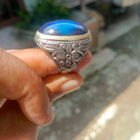 Cincin Batu Bacan Natural 100% Jumbo Ukuran Batu 27x20x8 Est Ring Alpaka Super Size 8 Tanpa Minus