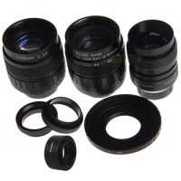 FUJIAN 3in1 CCTV 25mm f1.4 Lens + 35mm f1.7 TV Lens + 50mm f1.4 TV Lens Mount Ring Kit for Nikon 1 J5 J4 J3 J2 J1 V3 V2 V1 S1 S2