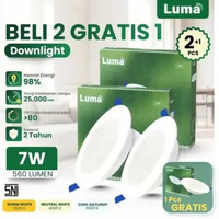 LUMA Lampu Plafon LED Downlight 7 Watt 7W 560L E27 170-240V / Lampu Downlight LED 3 Warna Putih / Na