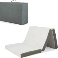 Memory Foam Tri-Fold Mattress, 4” Foldable Floor Mattress with Storage Bag &amp; Removable Cover, Cool Gel Memory Mattress (Twin XL)